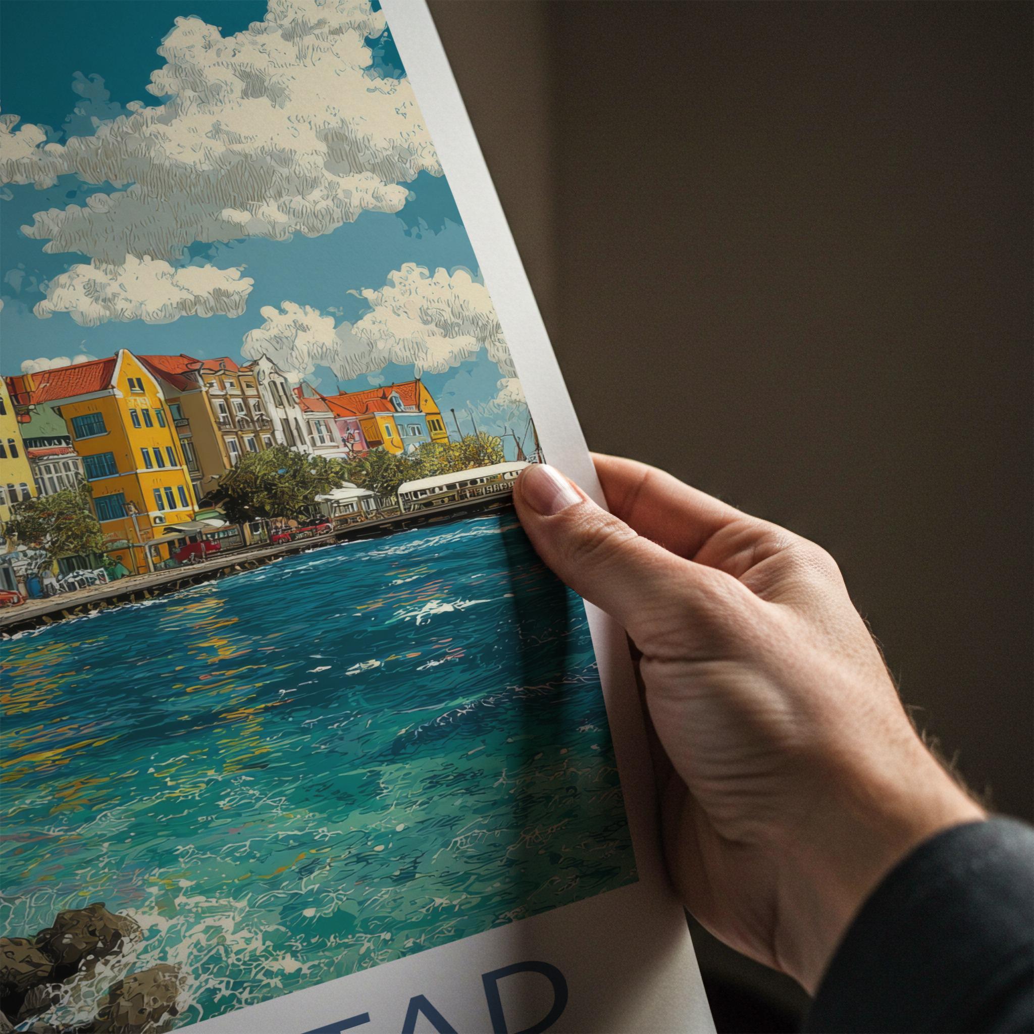 Willemstad Poster - Curacao Travel Art - Colorful Harbor View Home Decor