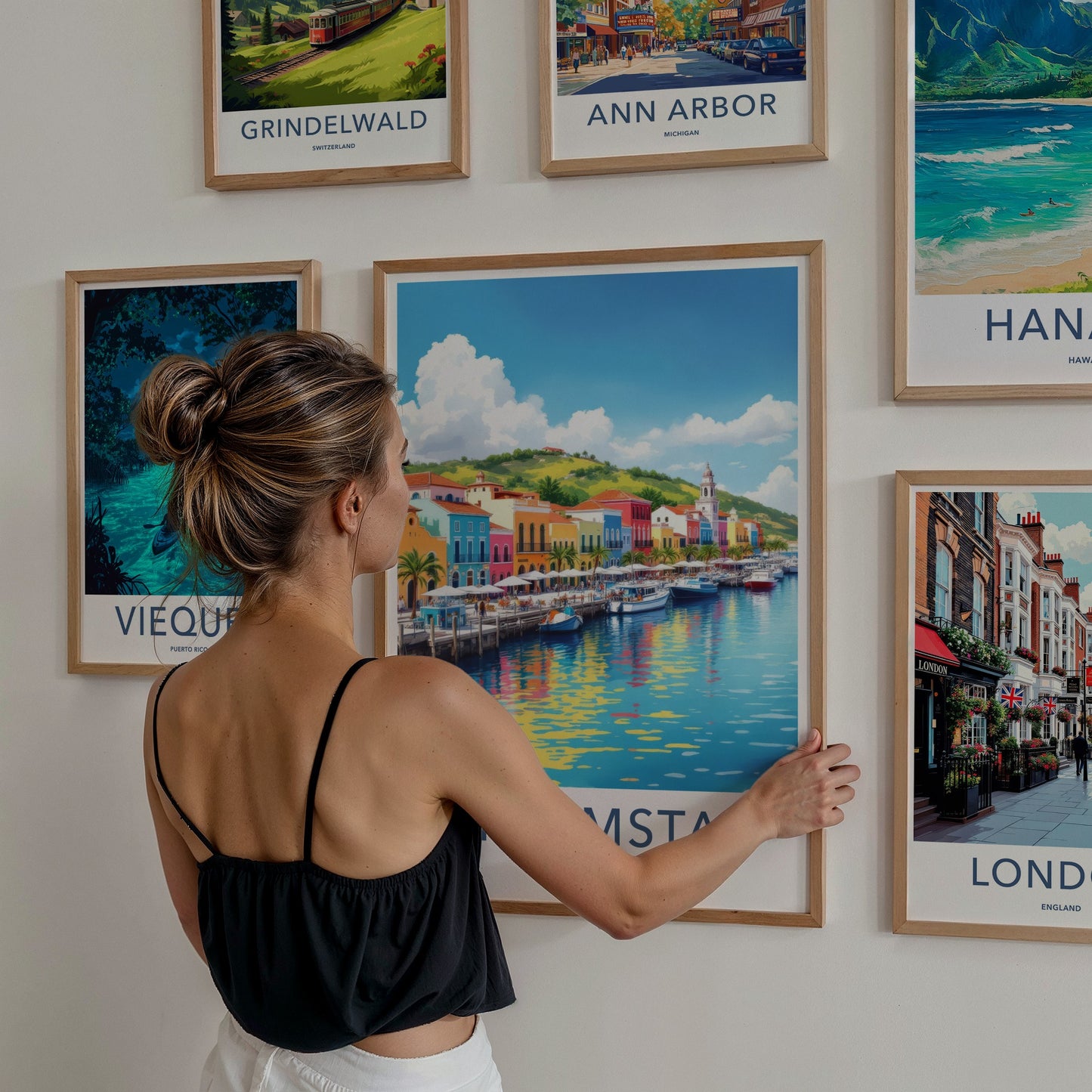 Willemstad Poster - Curacao Travel Art - Colorful Waterfront Buildings Home Decor