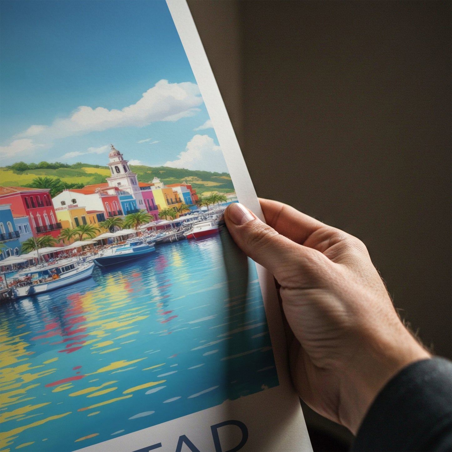 Willemstad Poster - Curacao Travel Art - Colorful Waterfront Buildings Home Decor