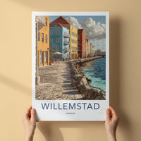 Willemstad Poster - Curacao Travel Art - Colorful Waterfront Buildings Home Decor