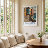 Willemstad Poster - Curacao Travel Art - Colorful Waterfront Buildings Home Decor