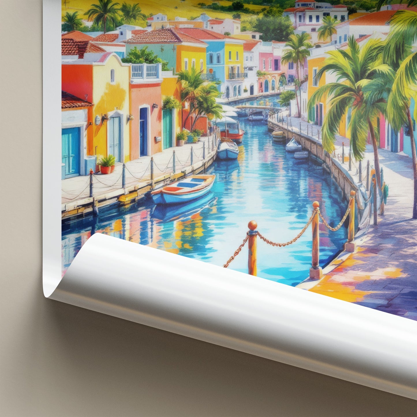Willemstad Poster - Curacao Wall Art - Vibrant Canal Houses Home Decor