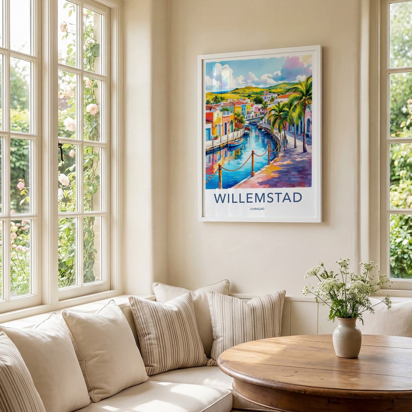 Willemstad Poster - Curacao Wall Art - Vibrant Canal Houses Home Decor