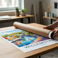 Willemstad Poster - Curacao Wall Art - Vibrant Canal Houses Home Decor