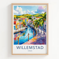 Willemstad Poster - Curacao Wall Art - Vibrant Canal Houses Home Decor