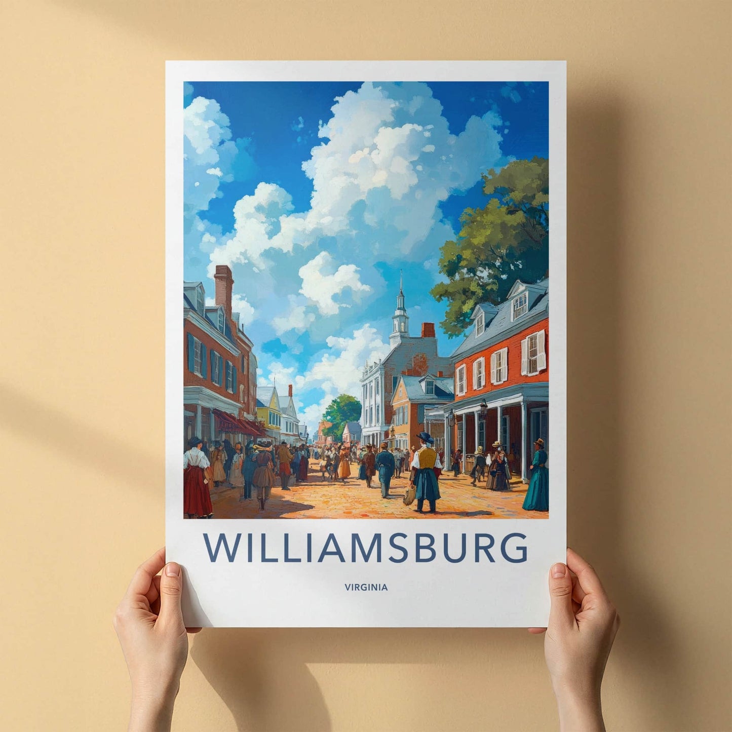 Williamsburg Poster - Virginia Travel Art - Historic Street Life Home Decor