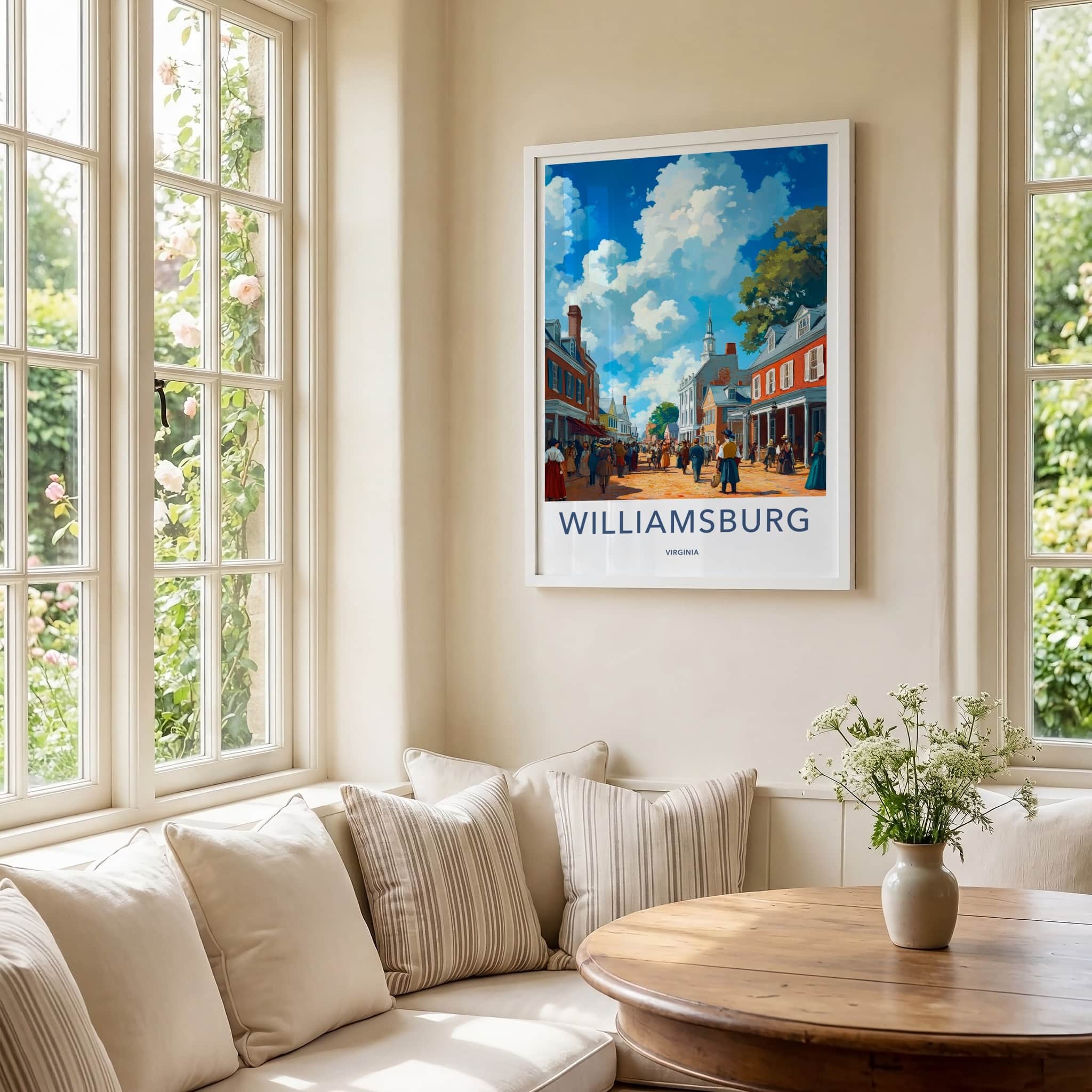 Williamsburg Poster - Virginia Travel Art - Historic Street Life Home Decor
