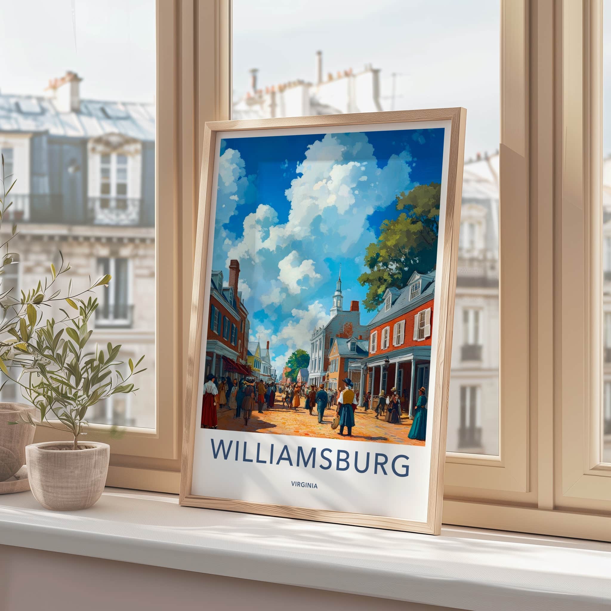 Williamsburg Poster - Virginia Travel Art - Historic Street Life Home Decor