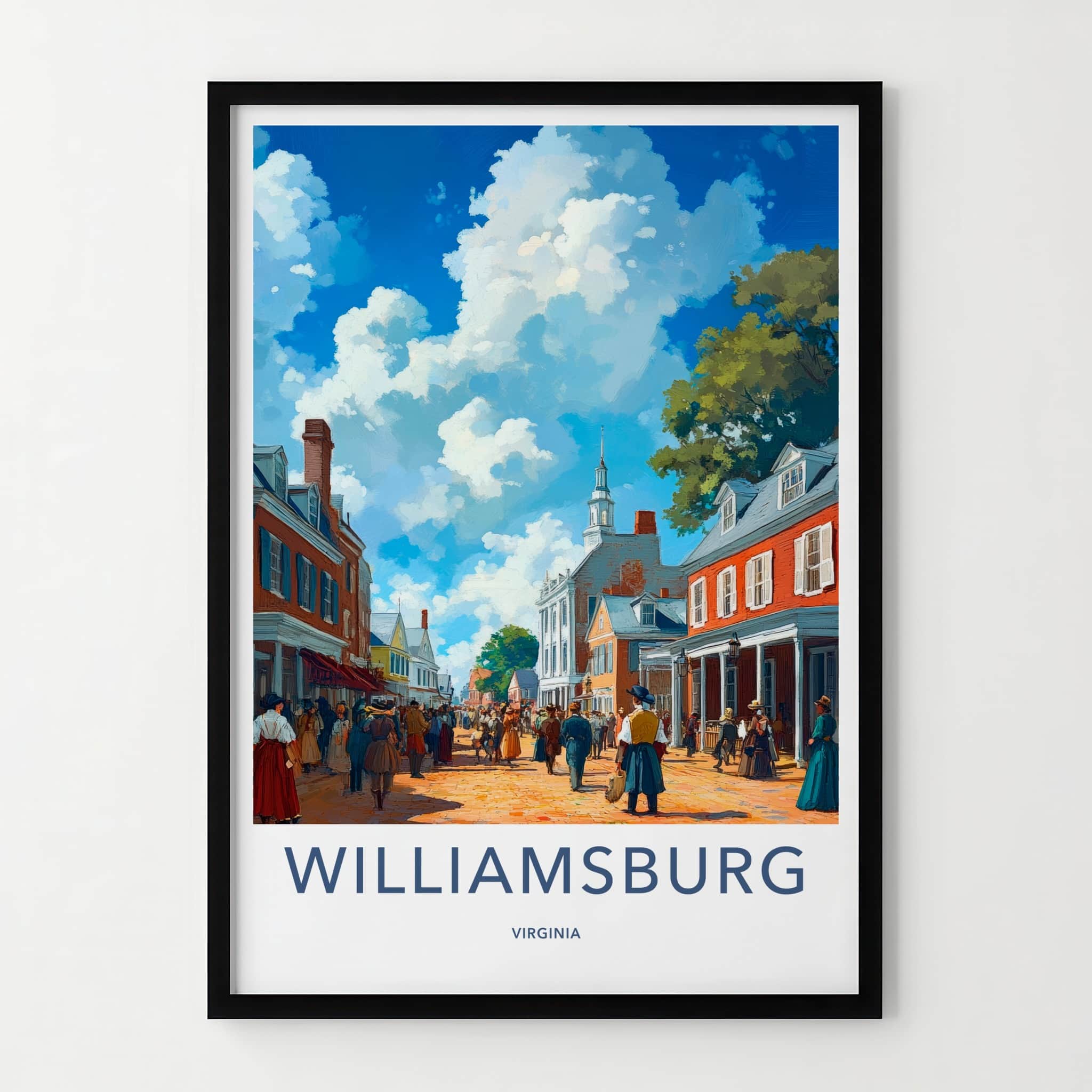 Williamsburg Poster - Virginia Travel Art - Historic Street Life Home Decor