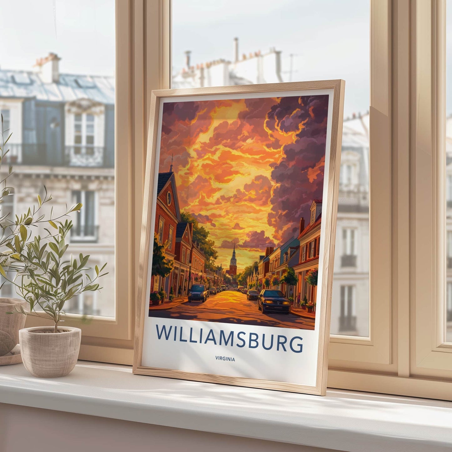 Williamsburg Poster - Virginia Travel Art - Historic Street Sunset Home Decor