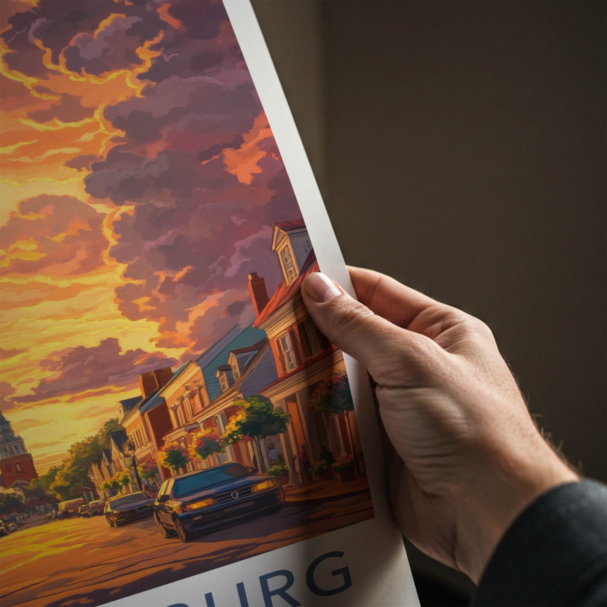 Williamsburg Poster - Virginia Travel Art - Historic Street Sunset Home Decor