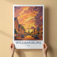 Williamsburg Poster - Virginia Travel Art - Historic Street Sunset Home Decor