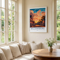 Williamsburg Poster - Virginia Travel Art - Vibrant Sunset Street Home Decor