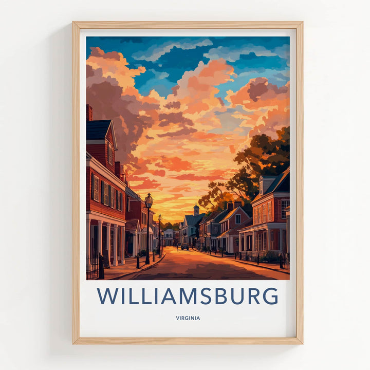 Williamsburg Poster - Virginia Travel Art - Vibrant Sunset Street Home Decor