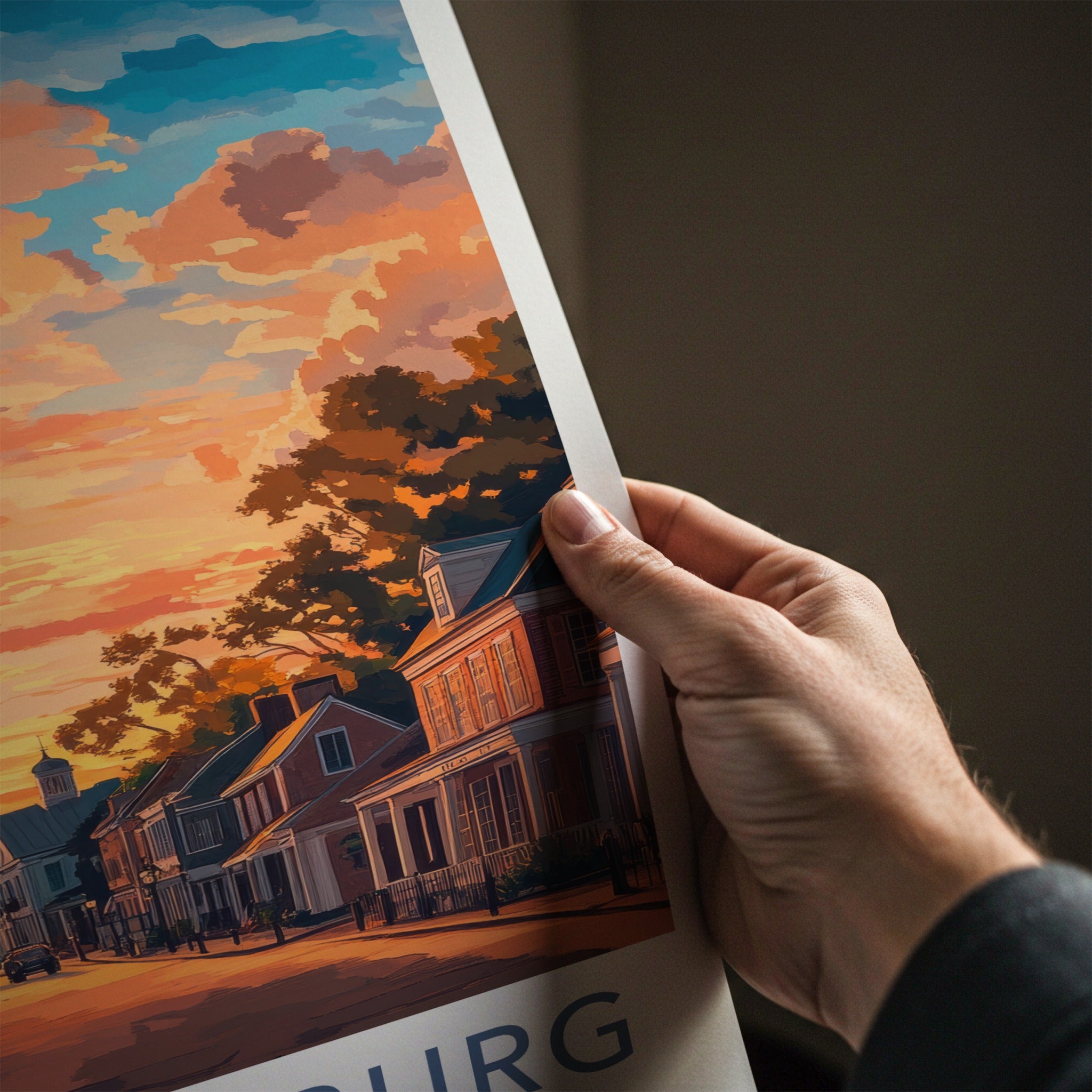 Williamsburg Poster - Virginia Travel Art - Vibrant Sunset Street Home Decor