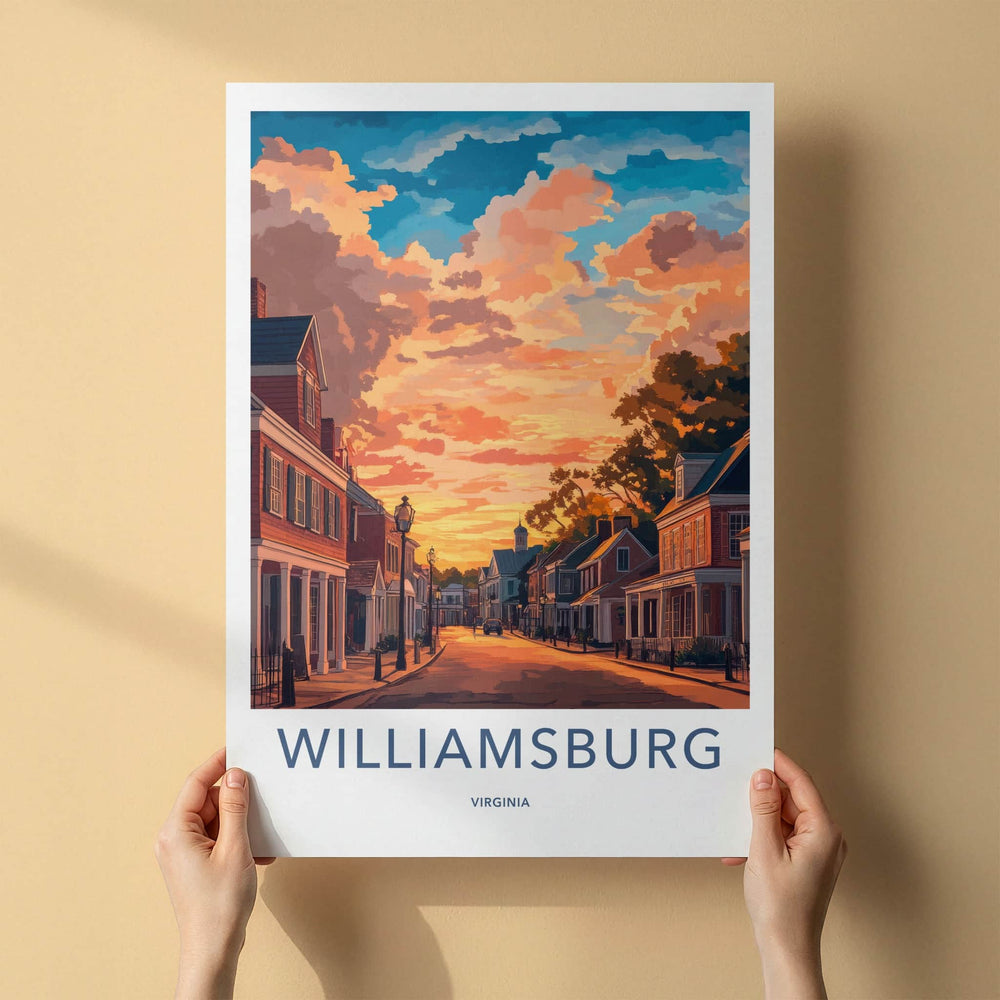 Williamsburg Poster - Virginia Travel Art - Vibrant Sunset Street Home Decor