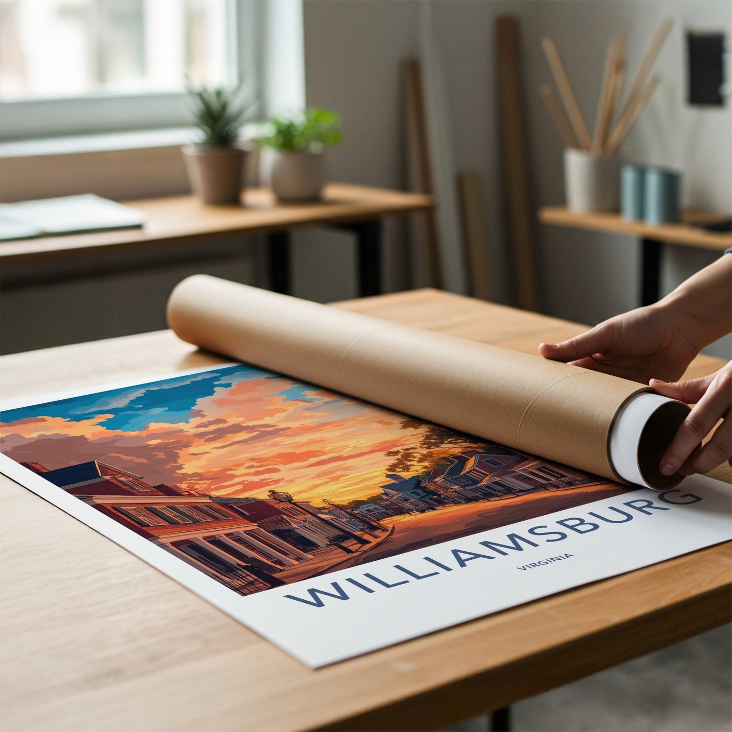 Williamsburg Poster - Virginia Travel Art - Vibrant Sunset Street Home Decor
