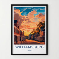 Williamsburg Poster - Virginia Travel Art - Vibrant Sunset Street Home Decor