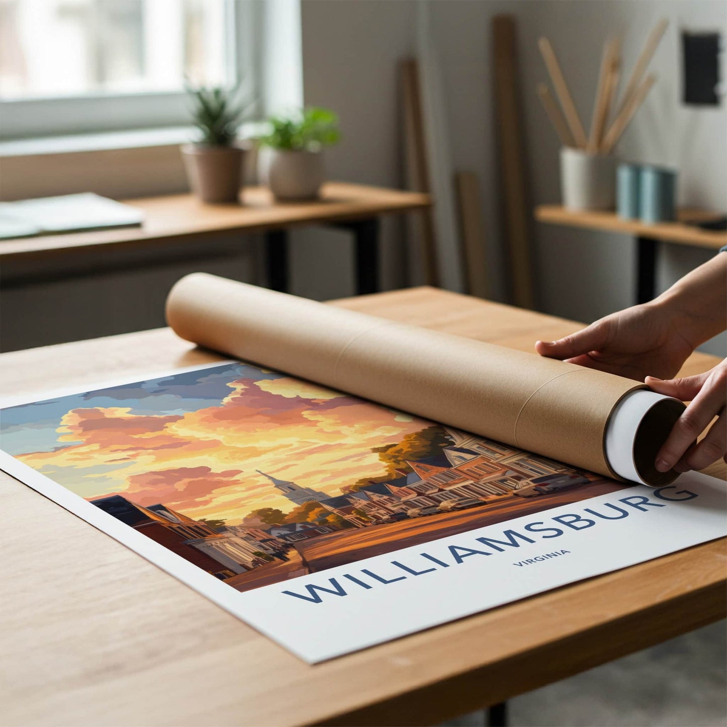 Williamsburg Poster - Virginia Wall Art - Historic Street Sunset Home Decor