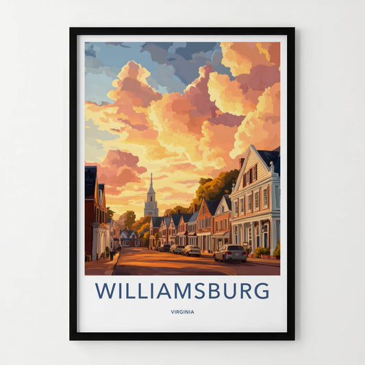 Williamsburg Poster - Virginia Wall Art - Historic Street Sunset Home Decor