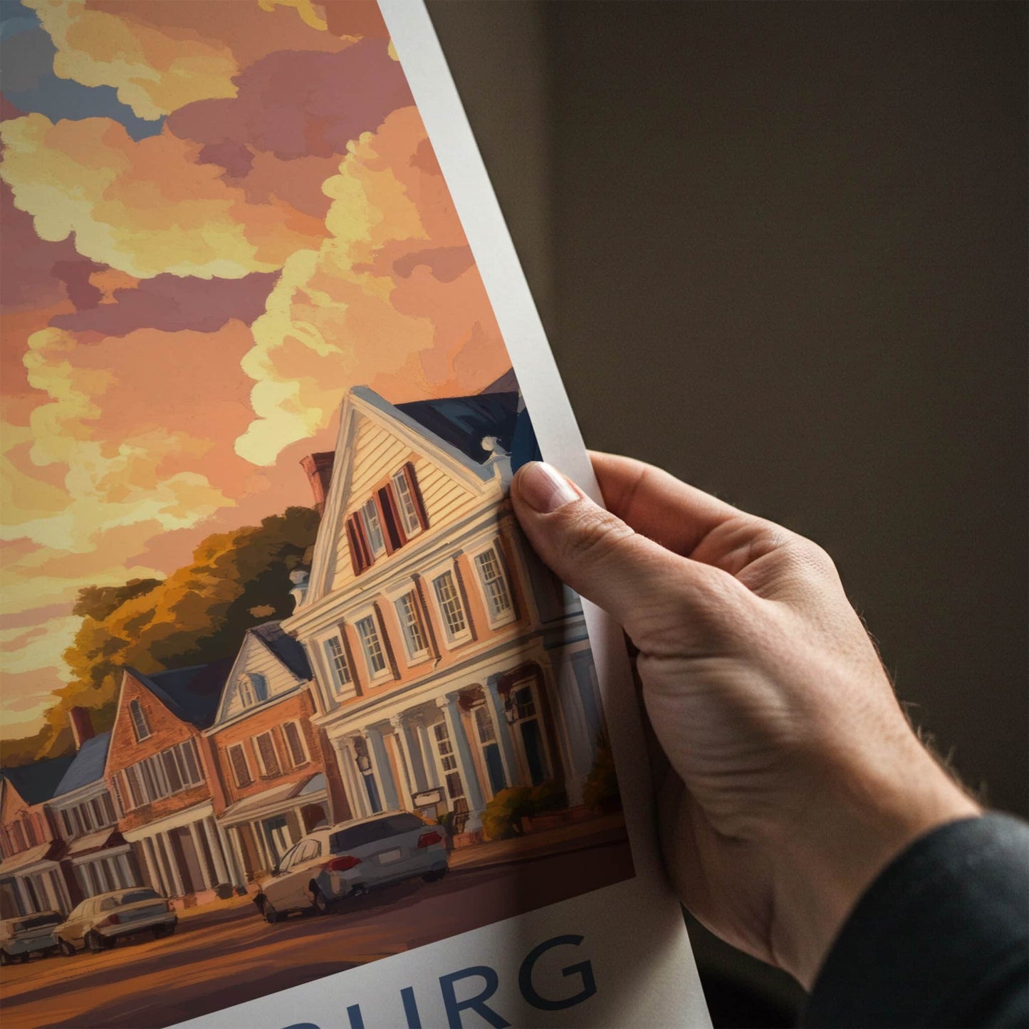Williamsburg Poster - Virginia Wall Art - Historic Street Sunset Home Decor