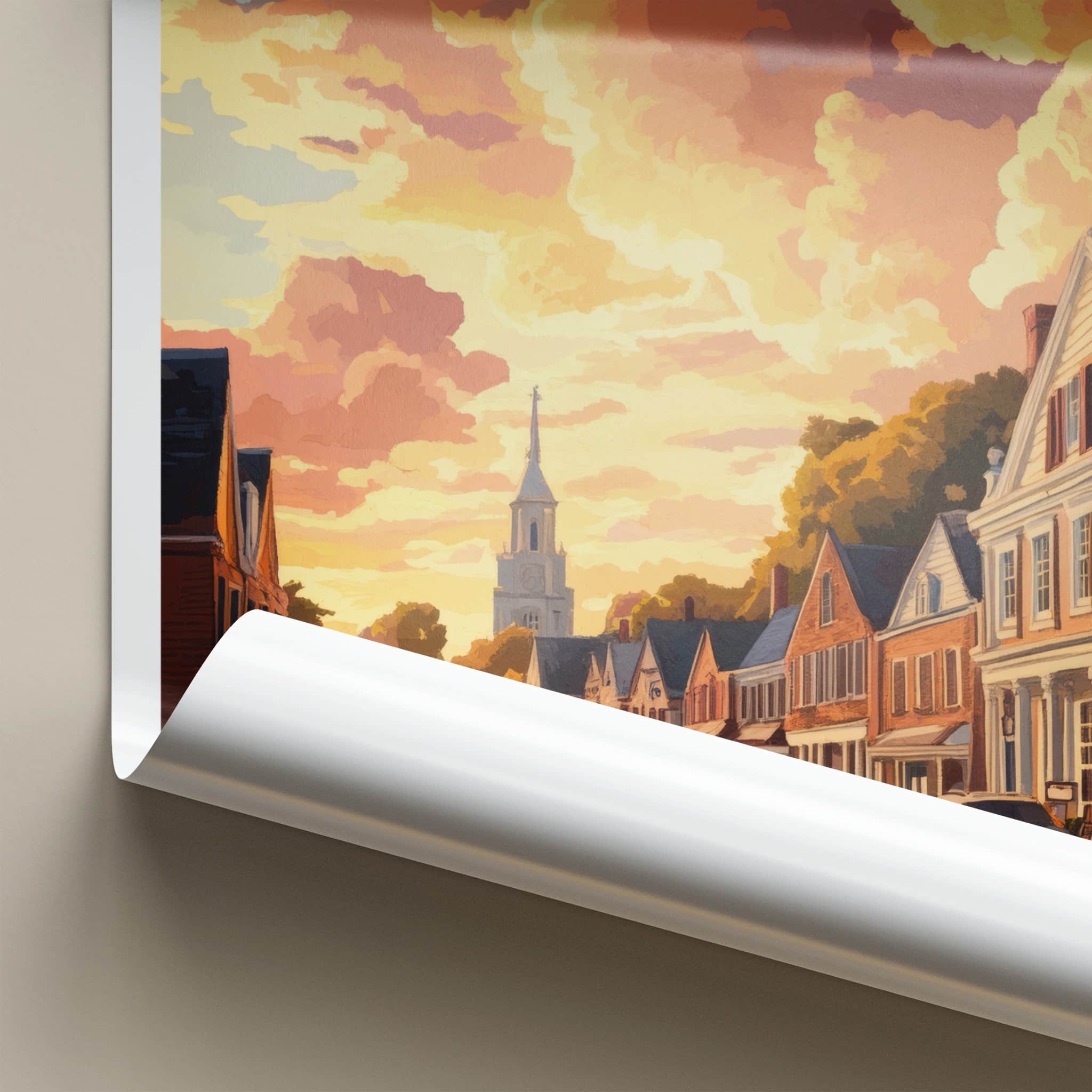 Williamsburg Poster - Virginia Wall Art - Historic Street Sunset Home Decor