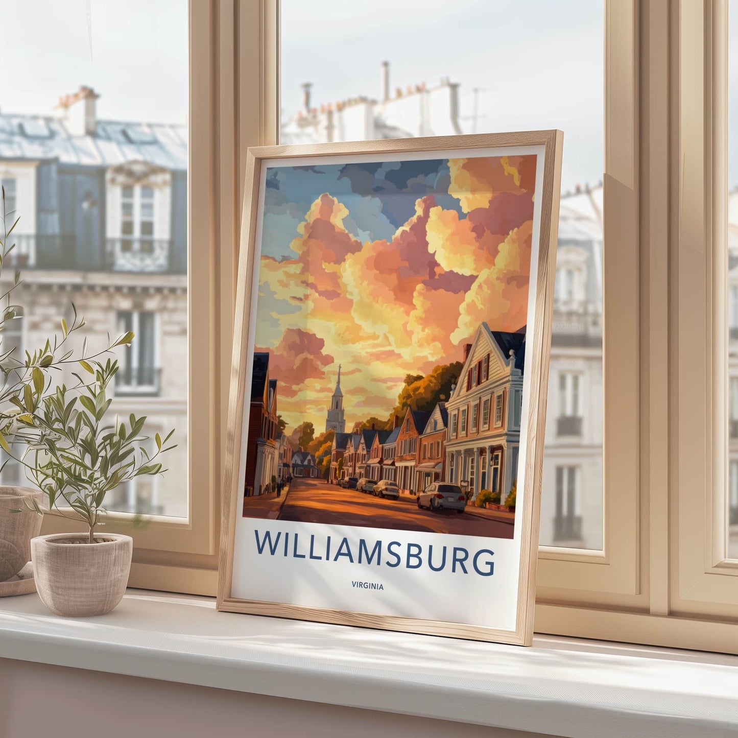 Williamsburg Poster - Virginia Wall Art - Historic Street Sunset Home Decor