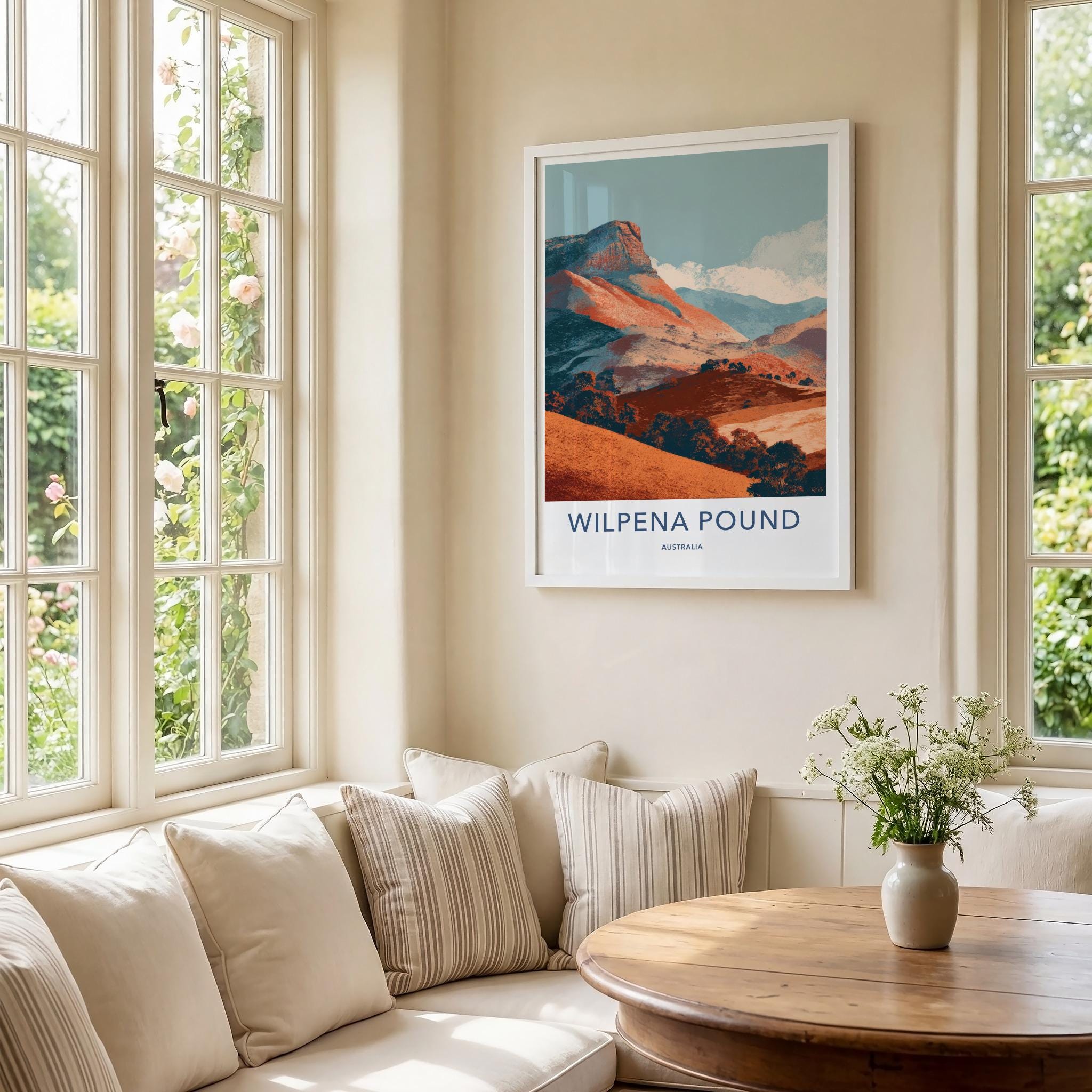 Wilpena Pound Poster - Australia Travel Art - Orange Mountain Vista Home Decor