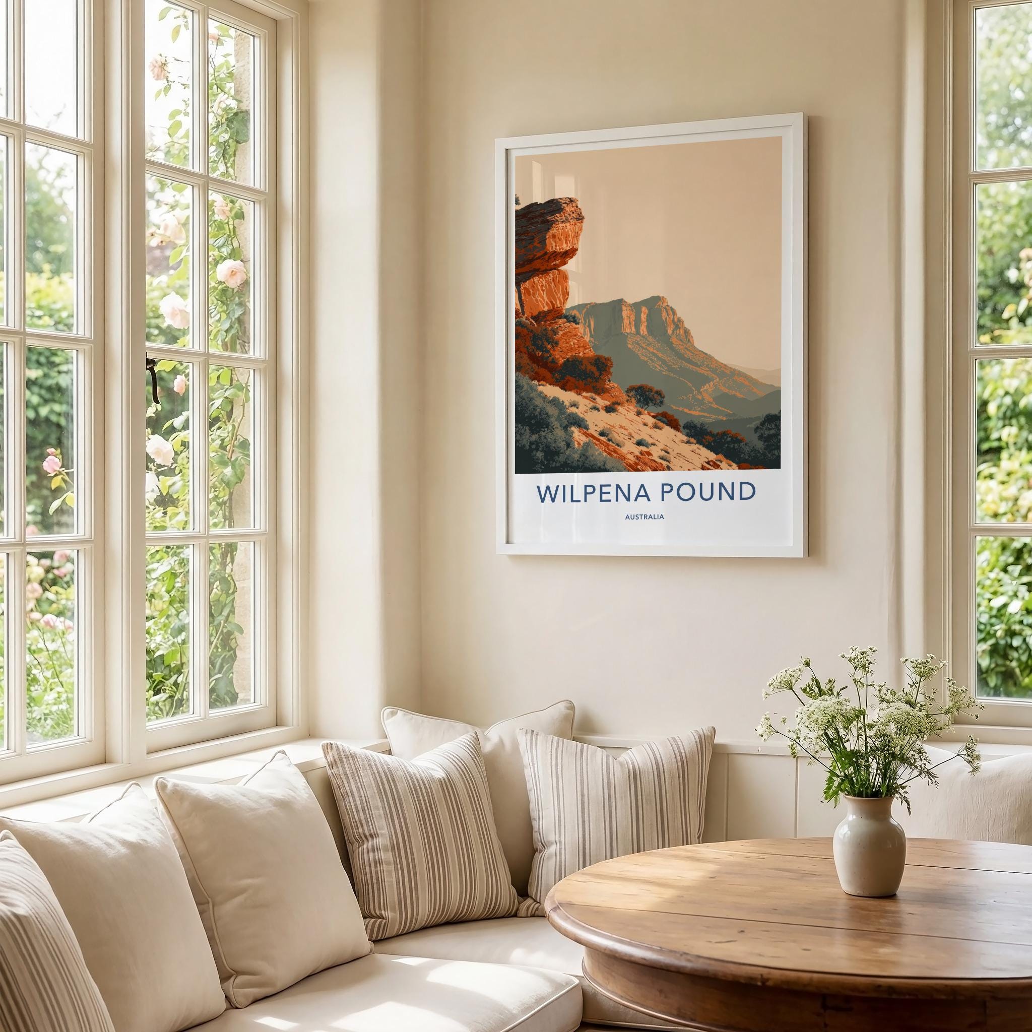 Wilpena Pound Poster - Australia Travel Art - Rugged Mountain Landscape Home Decor