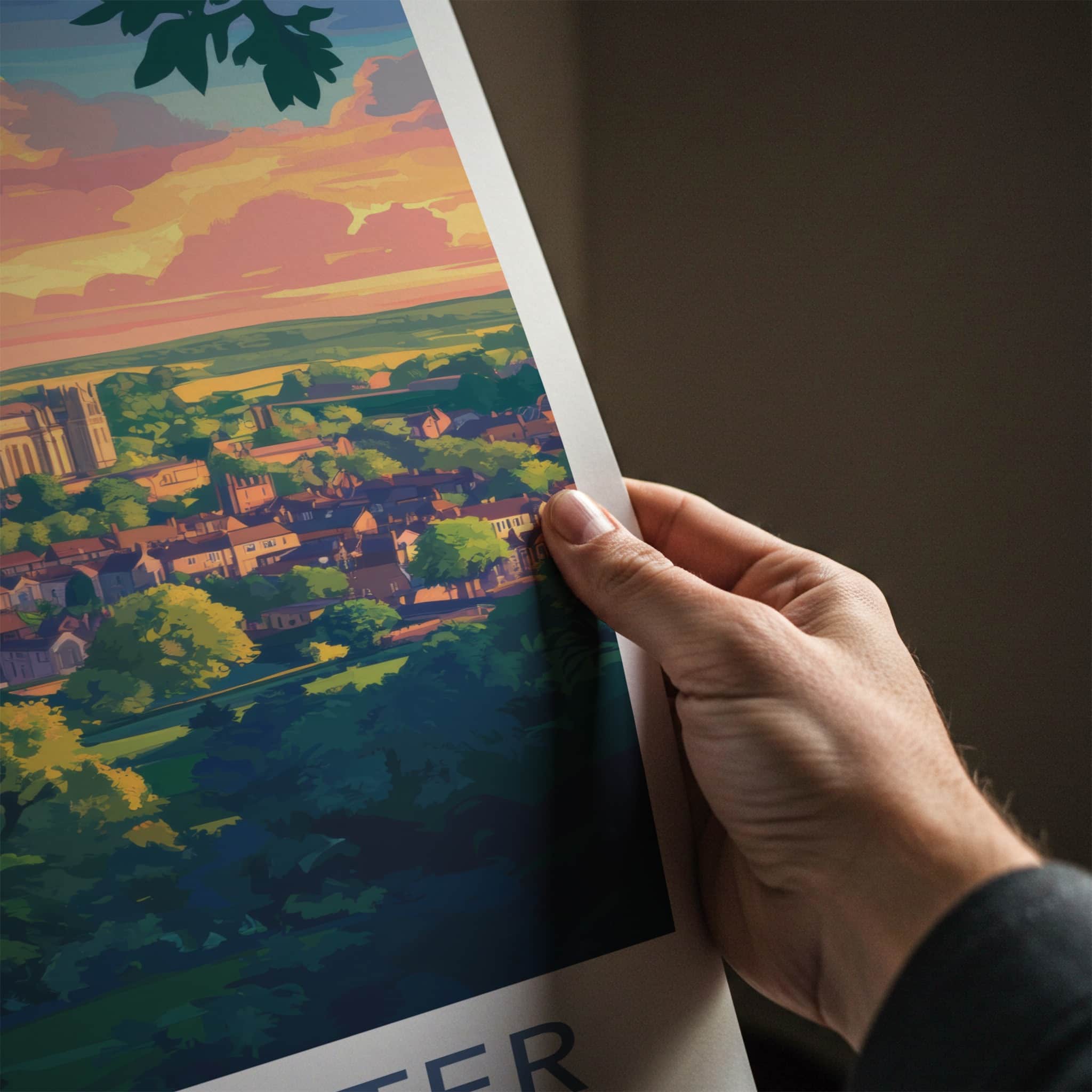 Winchester Poster - England Travel Art - Cathedral Sunset View Home Decor