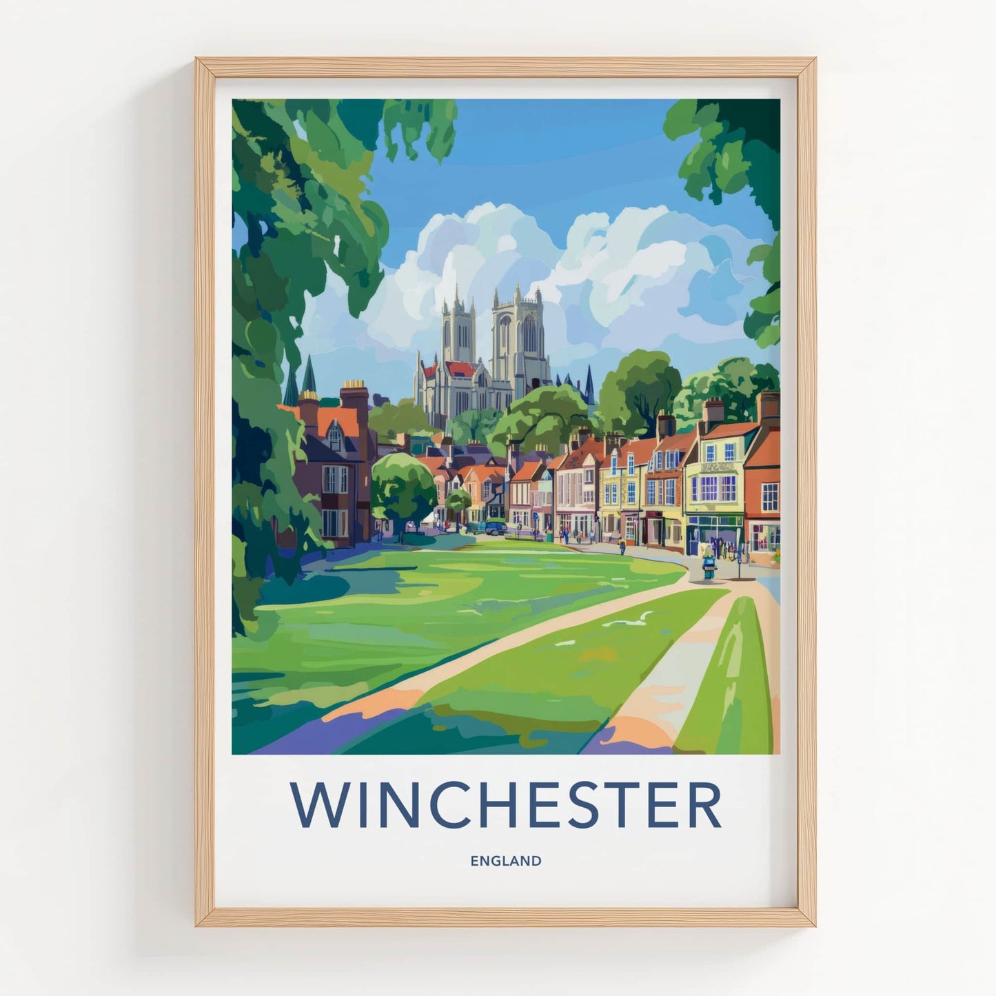Winchester Poster - England Travel Art - Green Park Cathedral Home Decor