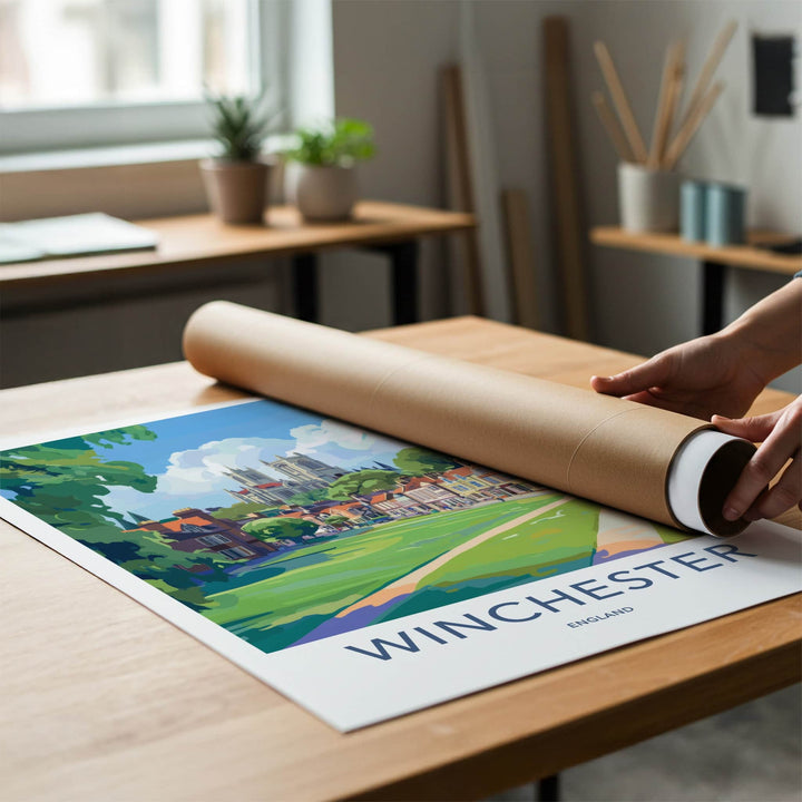 Winchester Poster - England Travel Art - Green Park Cathedral Home Decor