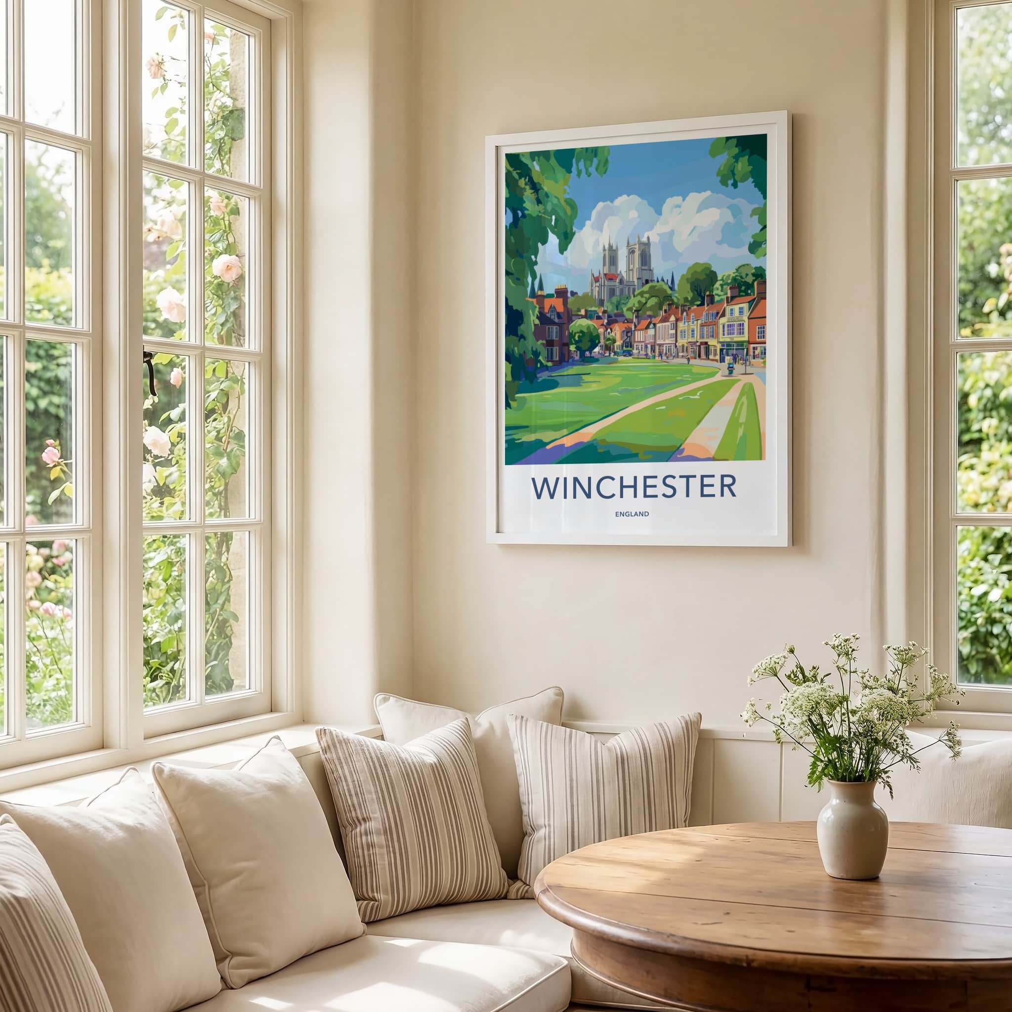 Winchester Poster - England Travel Art - Green Park Cathedral Home Decor