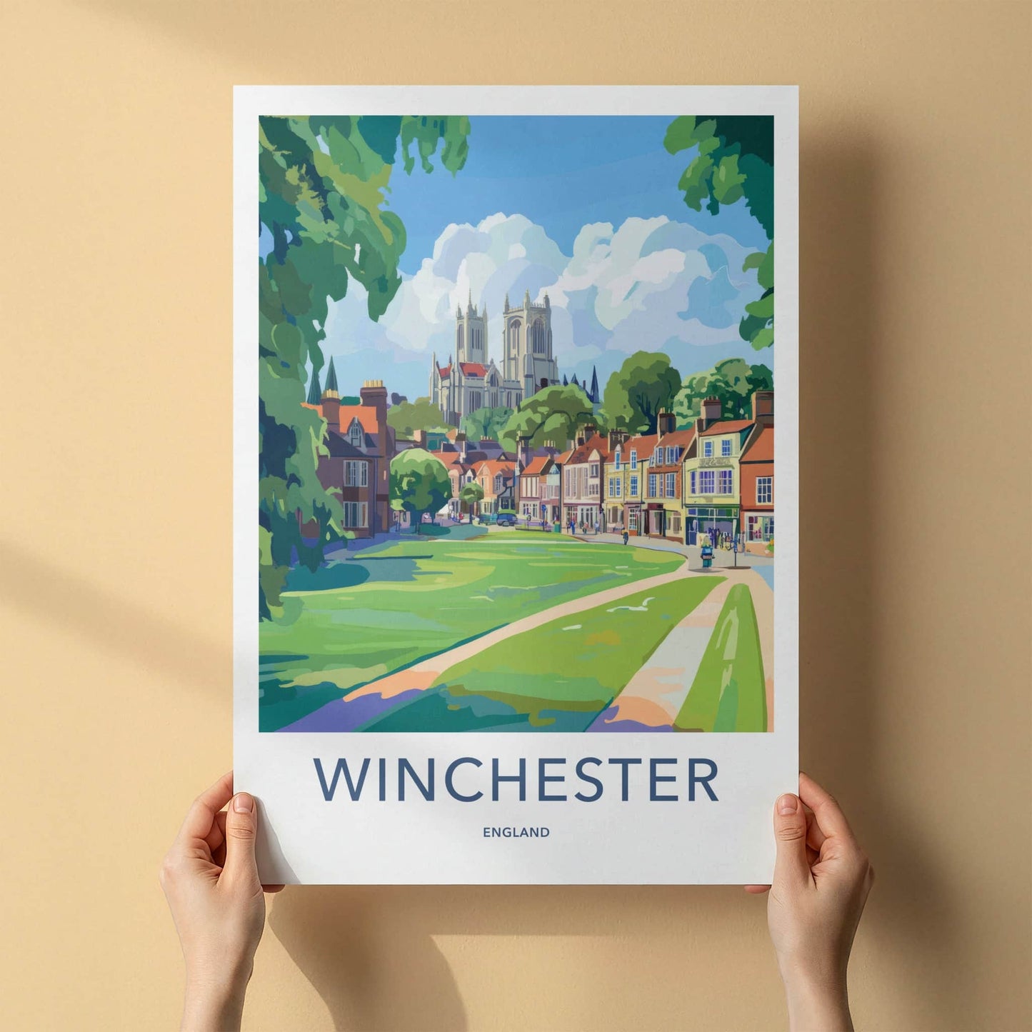 Winchester Poster - England Travel Art - Green Park Cathedral Home Decor