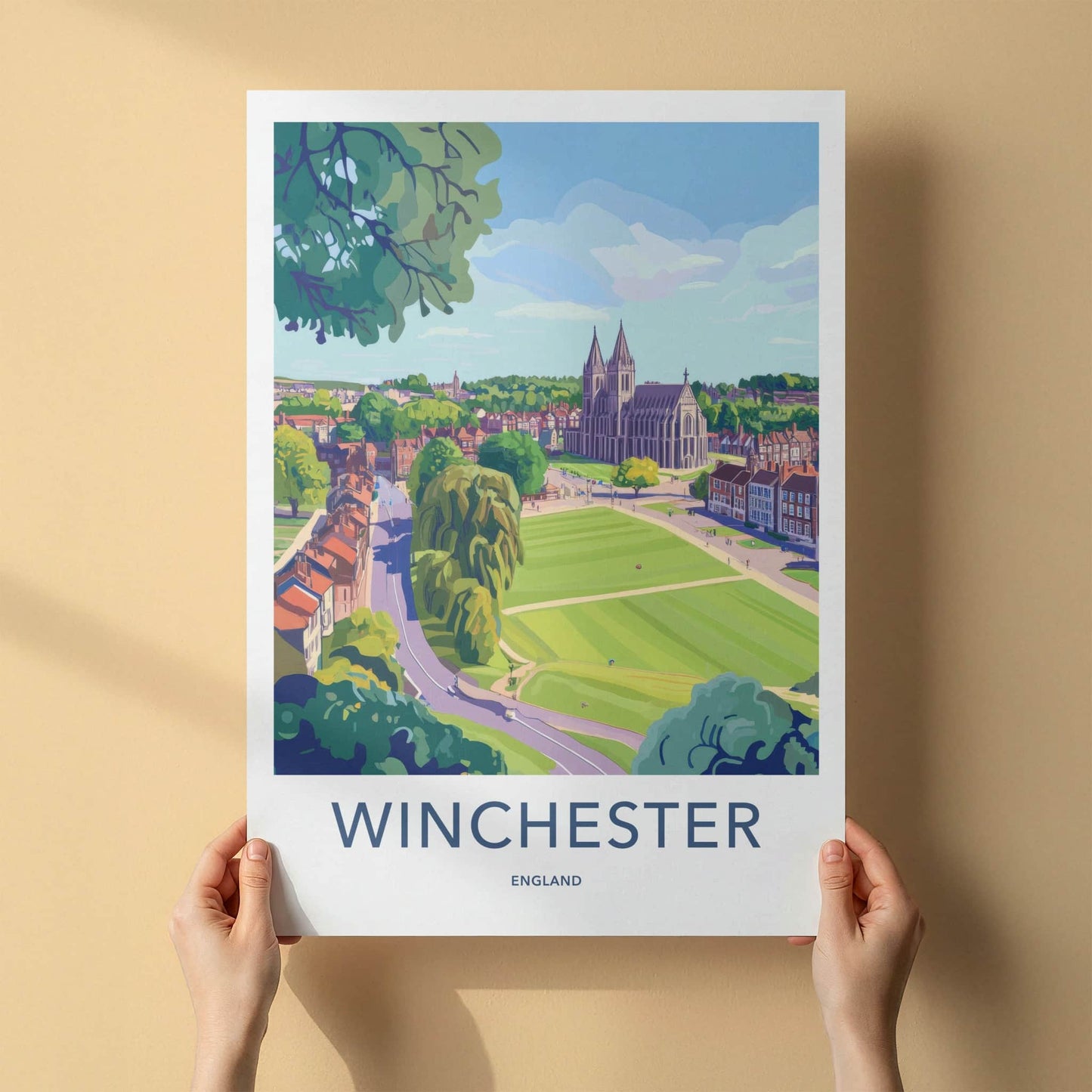 Winchester Poster - England Travel Art - Historic Cathedral View Home Decor