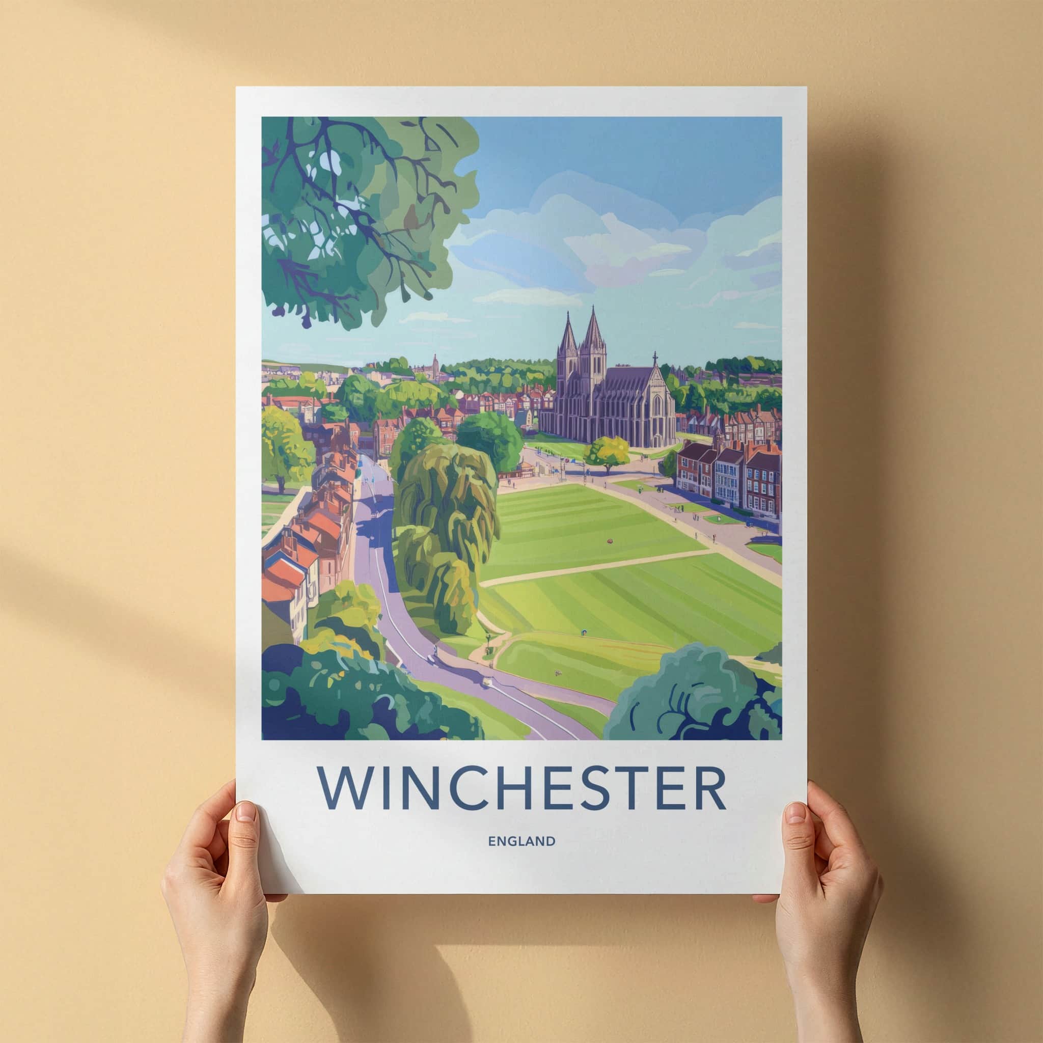 Winchester Poster - England Travel Art - Historic Cathedral View Home Decor