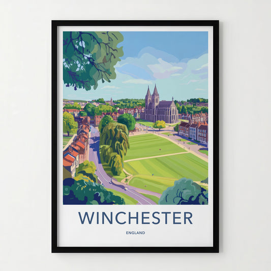 Winchester Poster - England Travel Art - Historic Cathedral View Home Decor