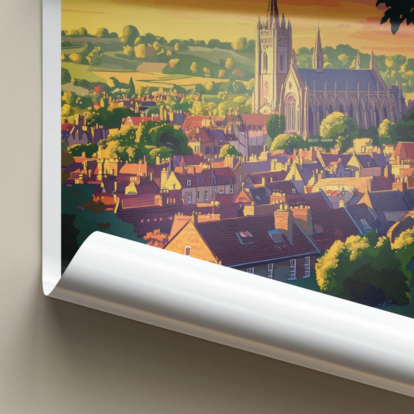 Winchester Poster - England Travel Art - Sunset City Cathedral Home Decor