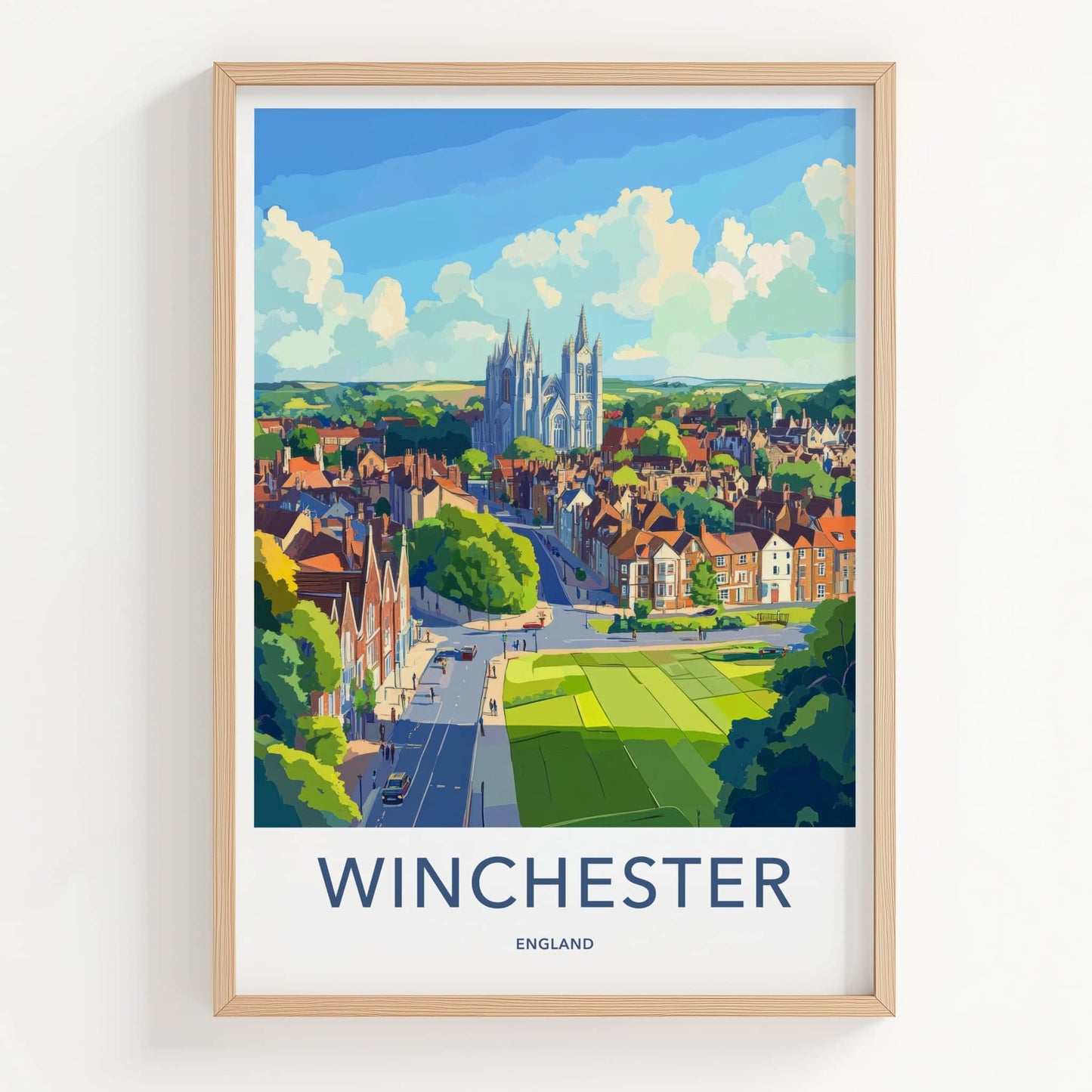Winchester Poster - England Wall Art - Grand Cathedral Urban Home Decor