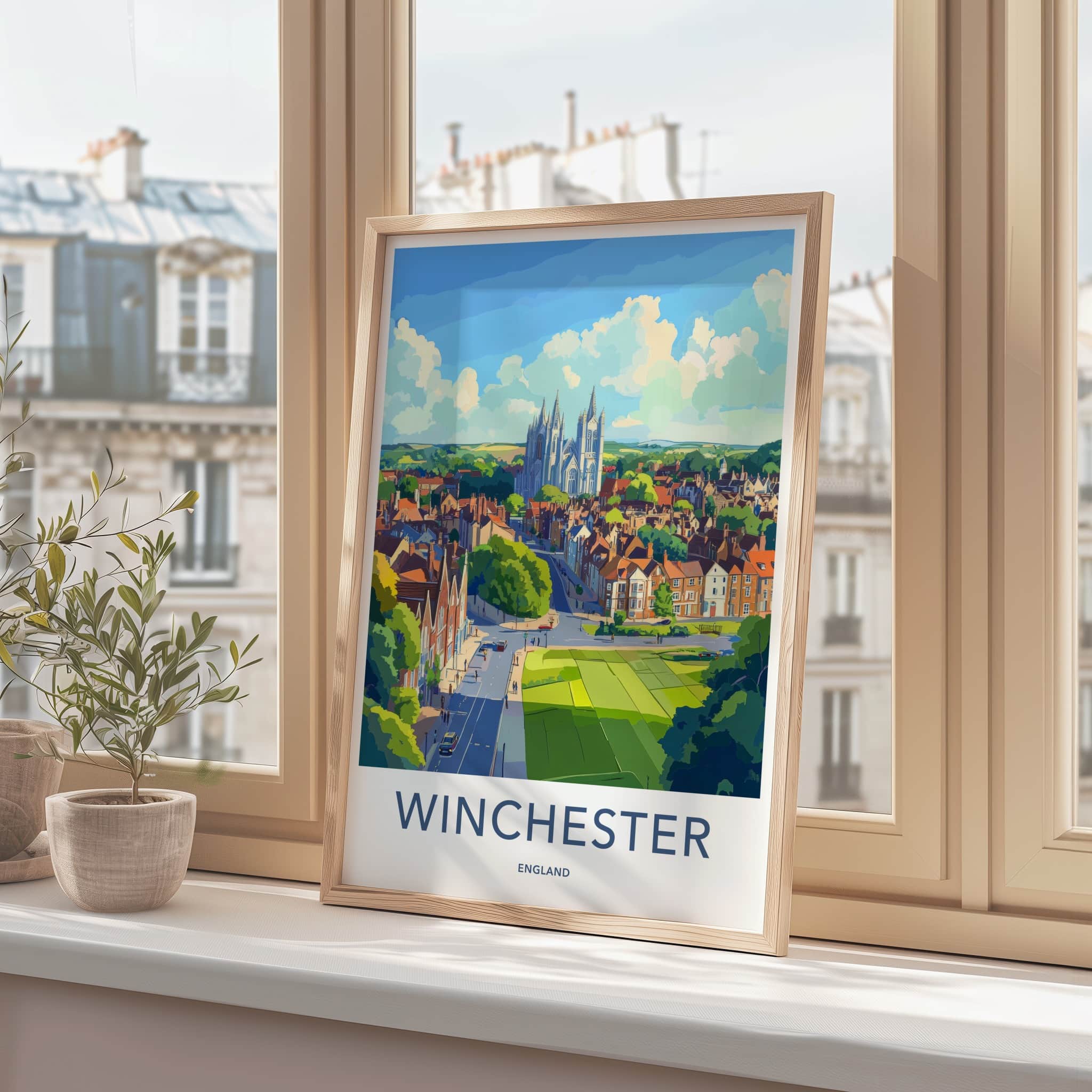 Winchester Poster - England Wall Art - Grand Cathedral Urban Home Decor