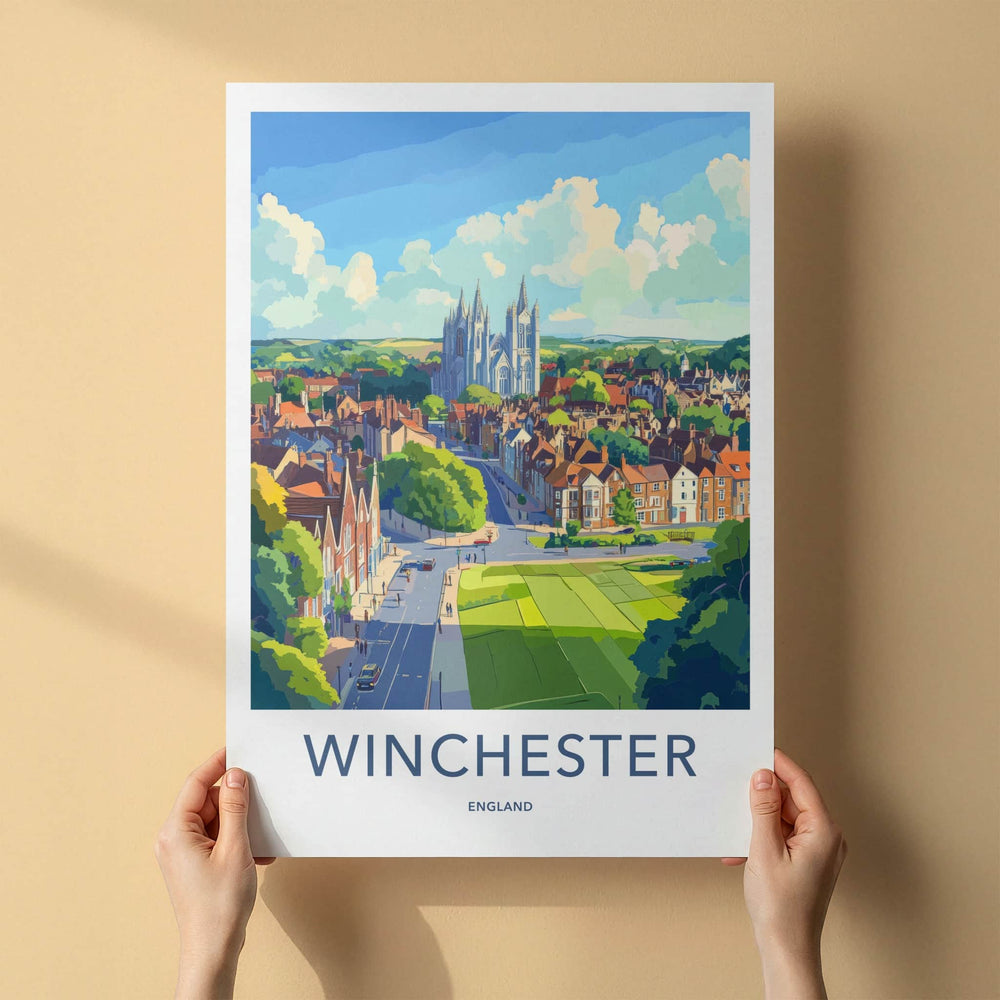 Winchester Poster - England Wall Art - Grand Cathedral Urban Home Decor