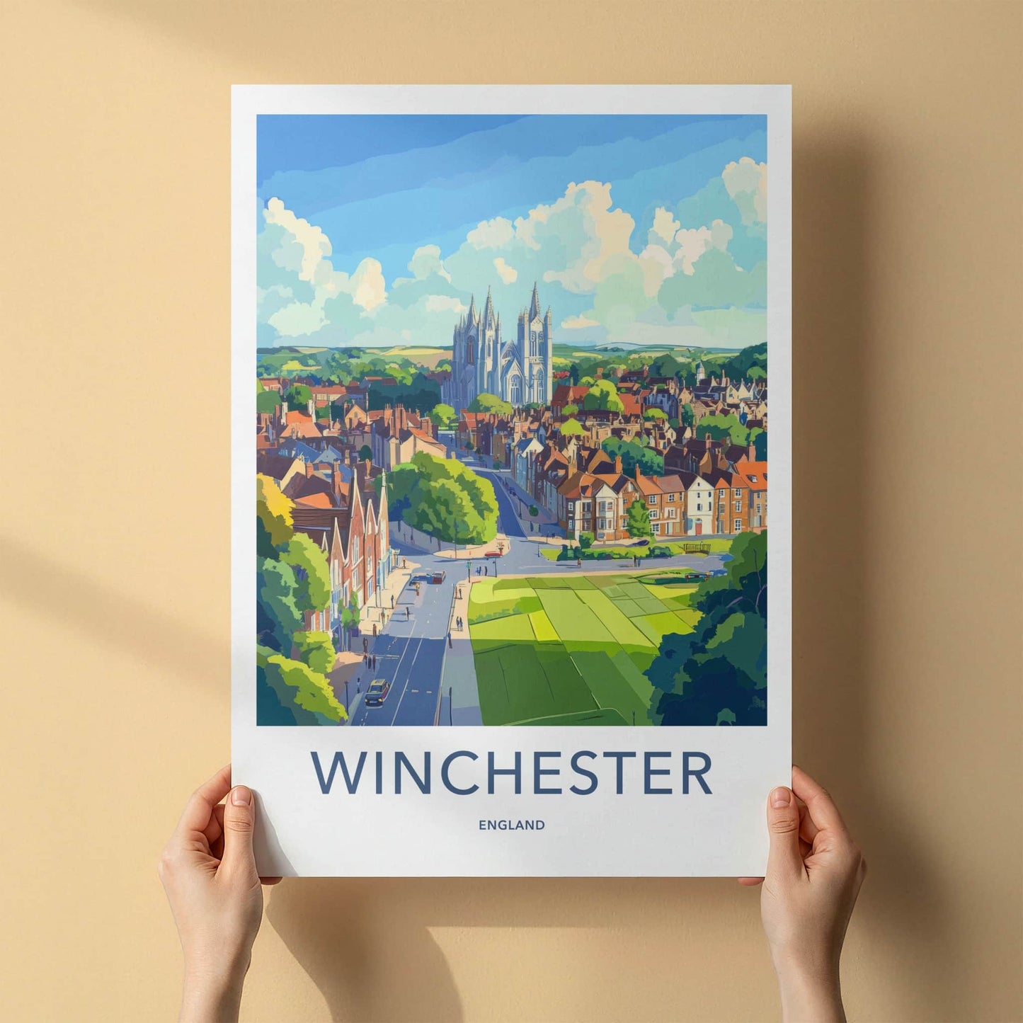 Winchester Poster - England Wall Art - Grand Cathedral Urban Home Decor