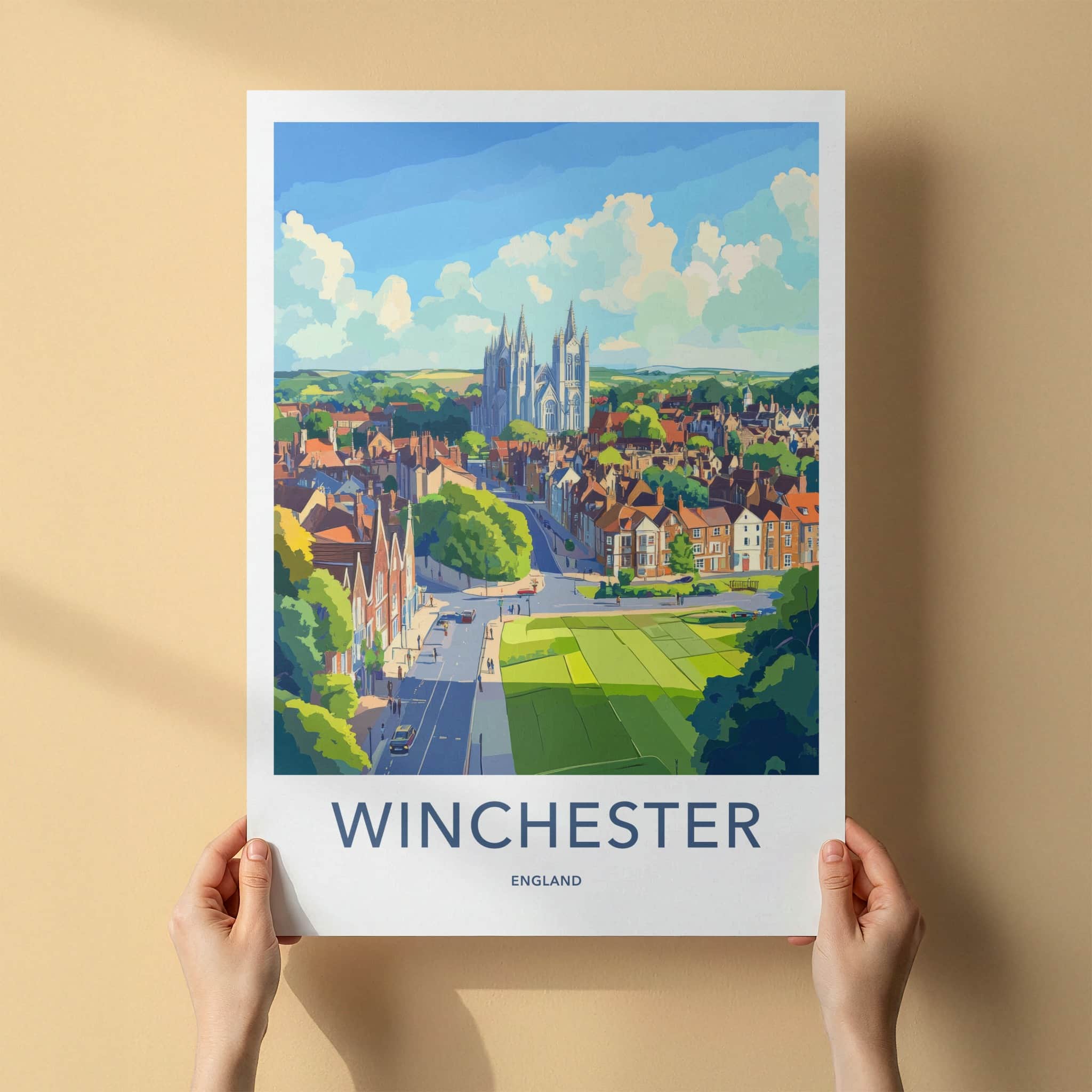 Winchester Poster - England Wall Art - Grand Cathedral Urban Home Decor