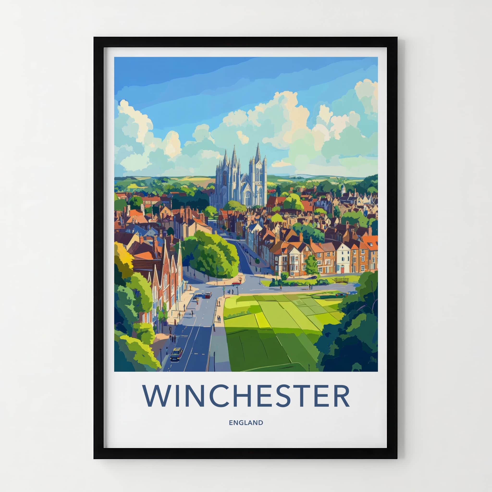 Winchester Poster - England Wall Art - Grand Cathedral Urban Home Decor
