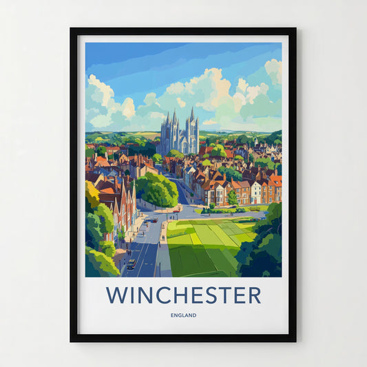 Winchester Poster - England Wall Art - Grand Cathedral Urban Home Decor