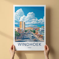 Windhoek Poster - Namibia Art Print - Busy Street Mountain Wall Decor
