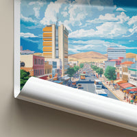 Windhoek Poster - Namibia Art Print - Busy Street Mountain Wall Decor