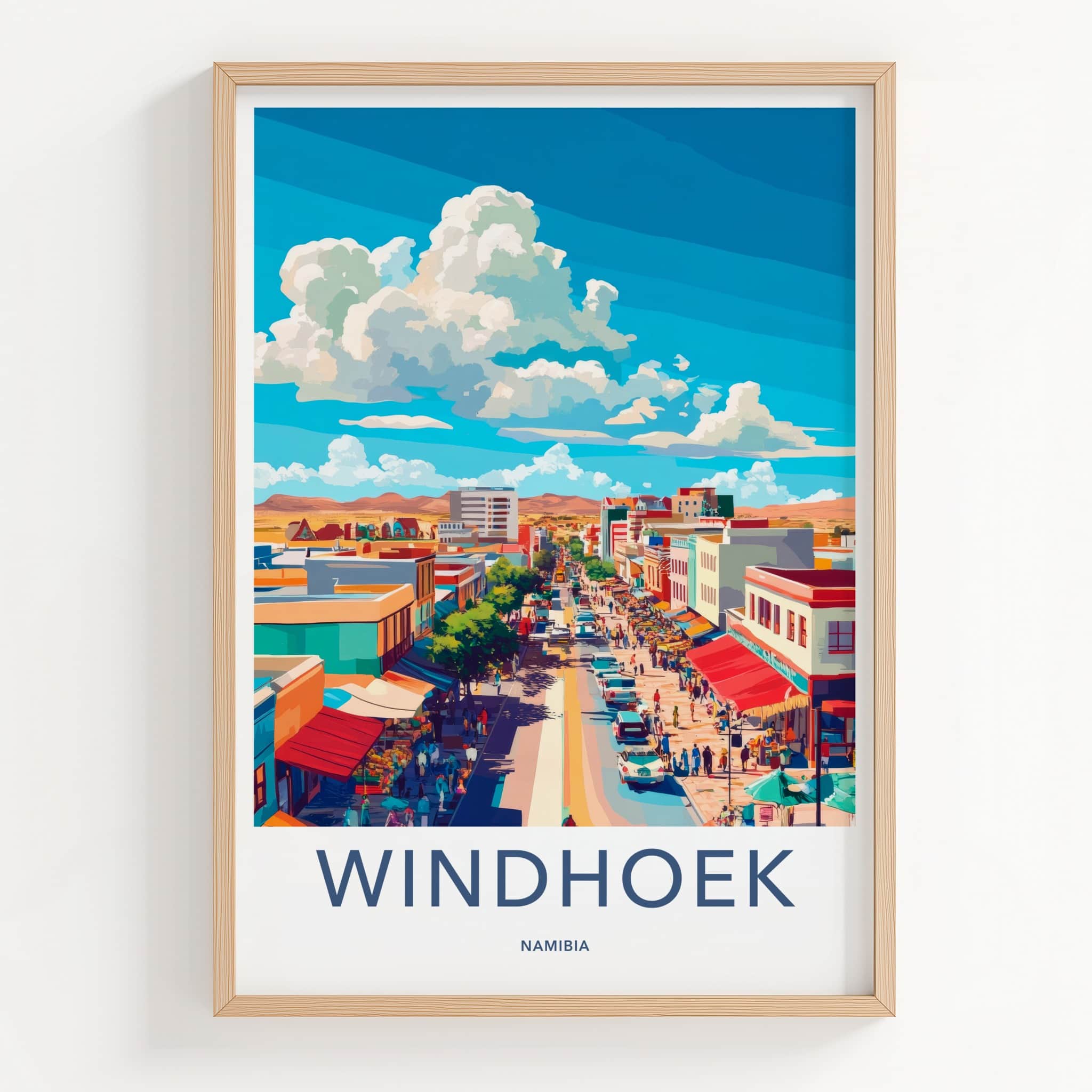 Windhoek Poster - Namibia Travel Art - Busy Downtown Street Wall Decor