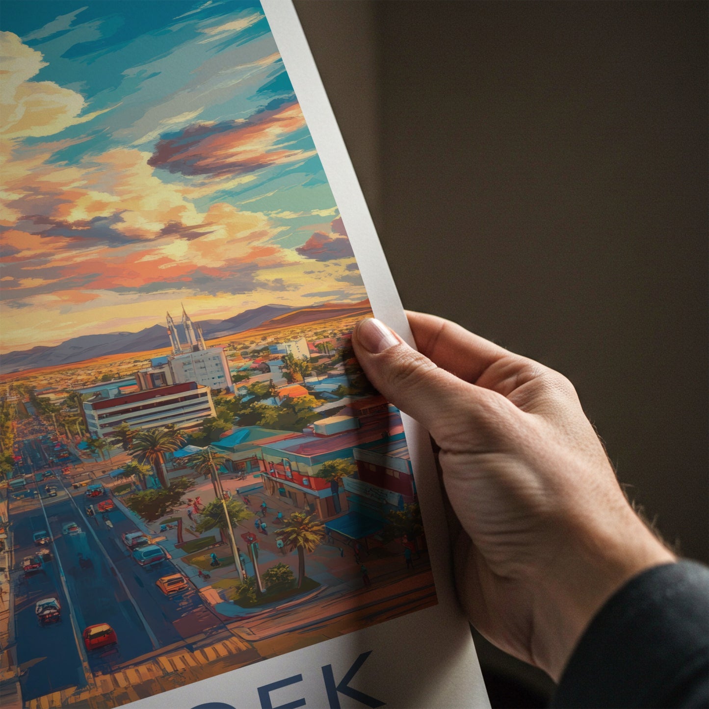 Windhoek Poster - Namibia Travel Art - Vibrant city sunset Home Decor