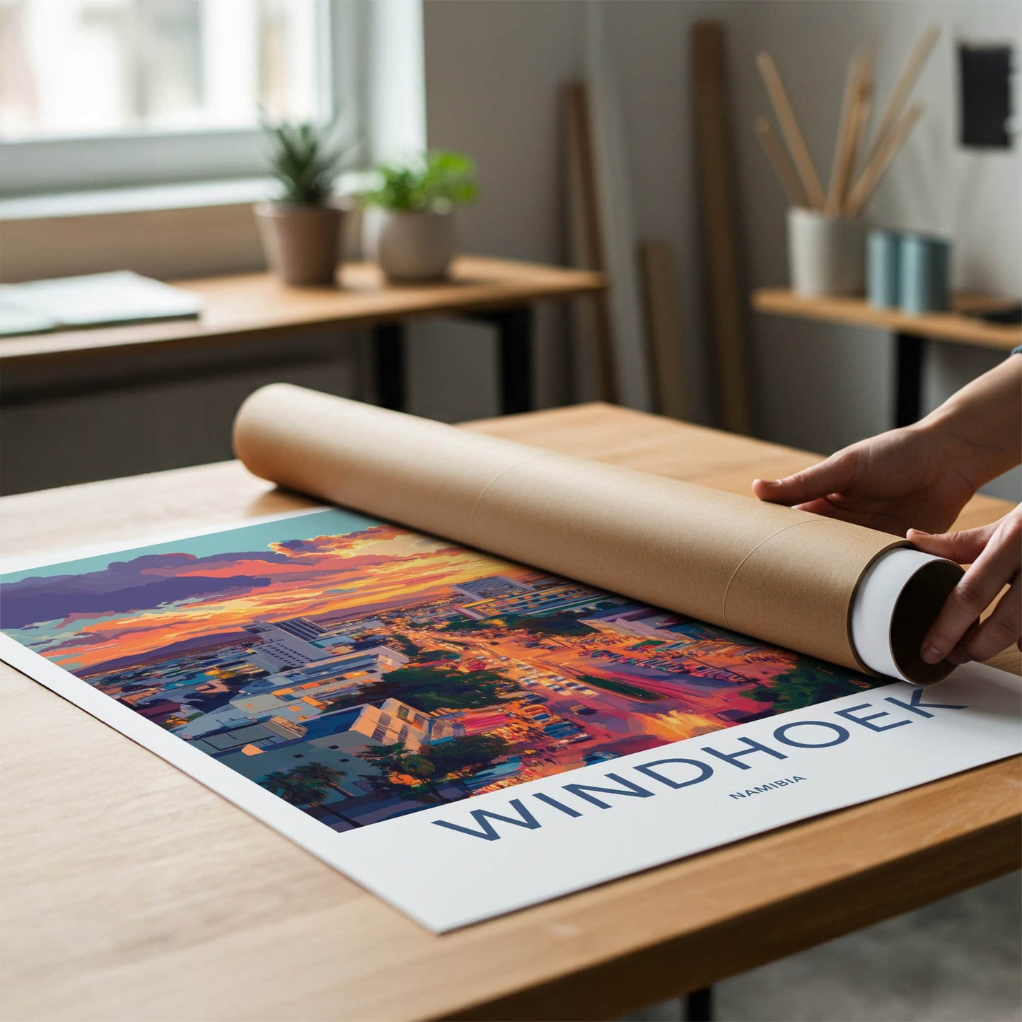 Windhoek Poster - Namibia Travel Art - Vibrant City Sunset Home Decor